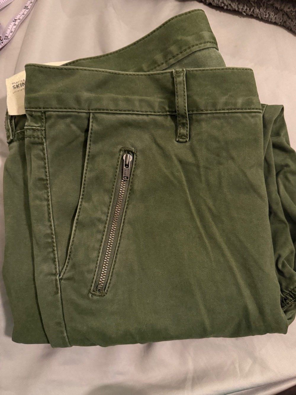 LOFT Olive Green Skinny Pants with Zip Pocket